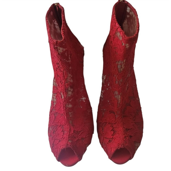 Dolce & Gabbana Red Lace Women Bootie Size 39 / 9 - Picture 4 of 7